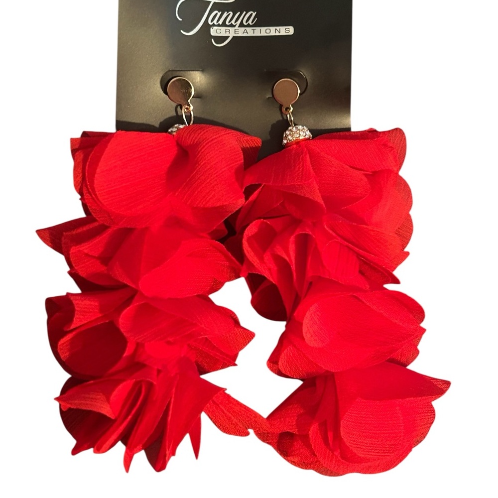 Chiffon petals with crystal accents and gold-tone metal base Tanya Creations